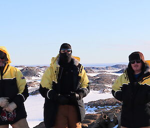 Three expeditioners at the Browning Peninsula