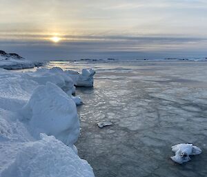 Landscape of sea ice at the Casey wharf