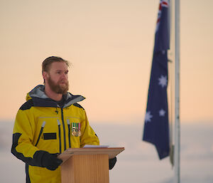 Station Leader speaking