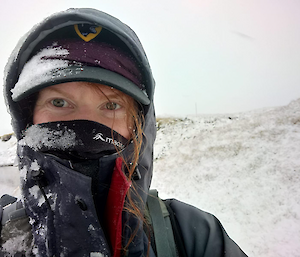 Self portait of a ranger out on a snow covered landscape