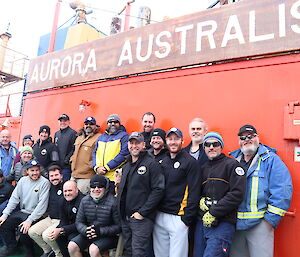 Group photo of expeditioners on the ship