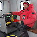 Dr Jonny Stark with the ROV and its control centre, in the back of a hägglunds.