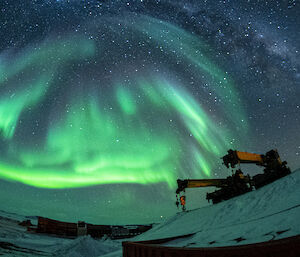 Aurora australis over the helipad