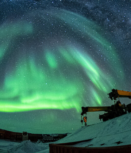 Aurora australis over the helipad