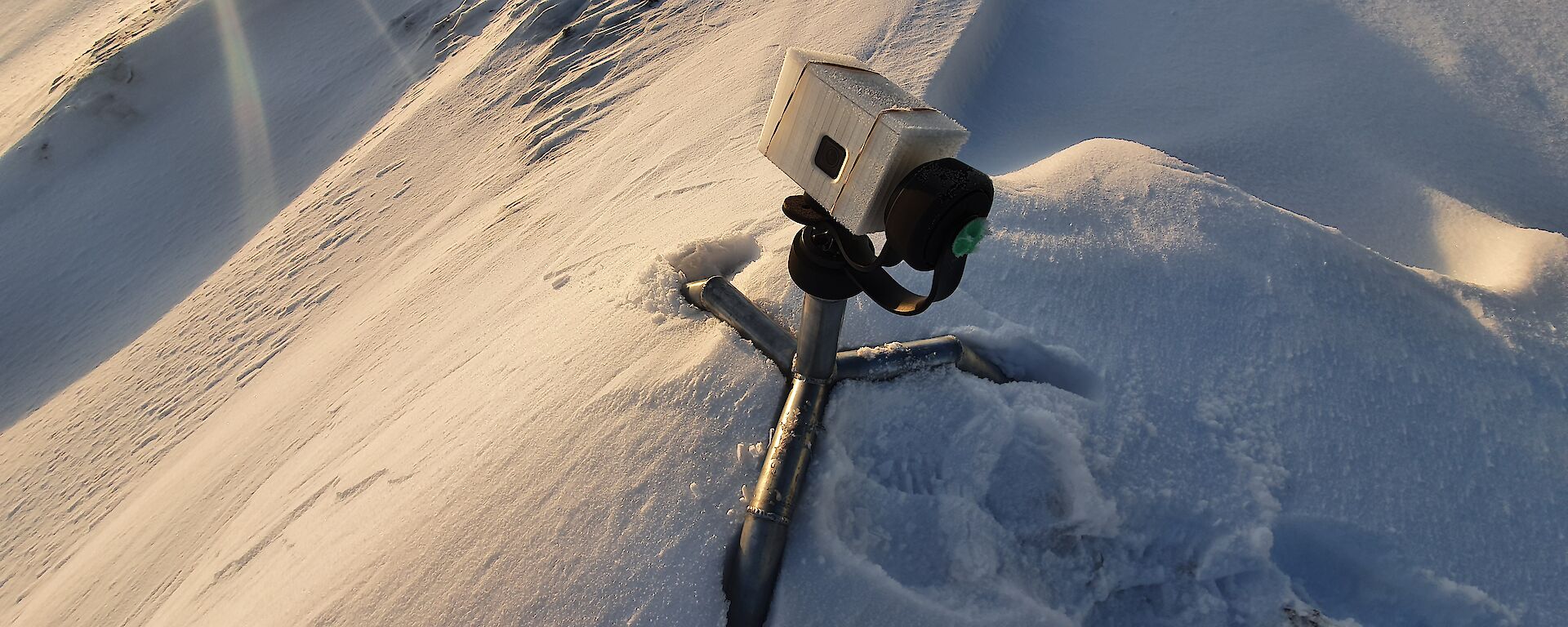 Camera set up in the snow