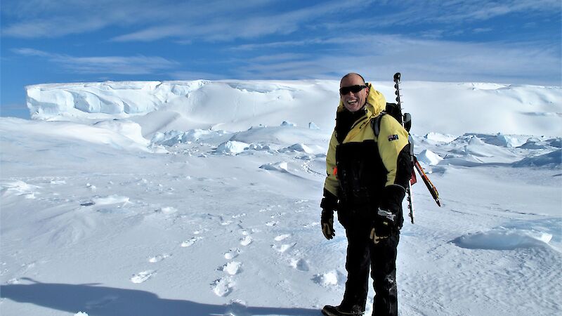 A man standing on the ice