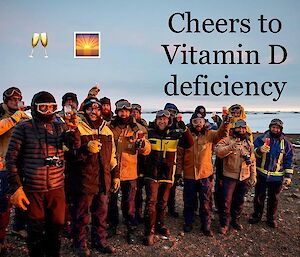 Expeditioners at Mawson say farewell to the sun.