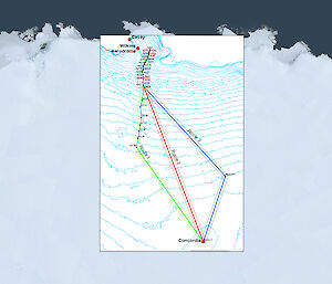 route map from Casey to south of Dome C