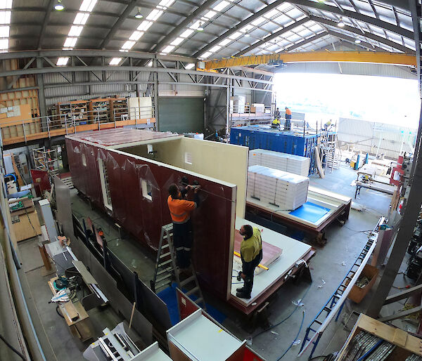 workshop with mobile vans under construction