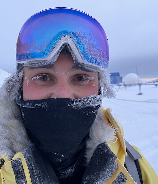 A frosty faced Justin back from sea ice drilling
