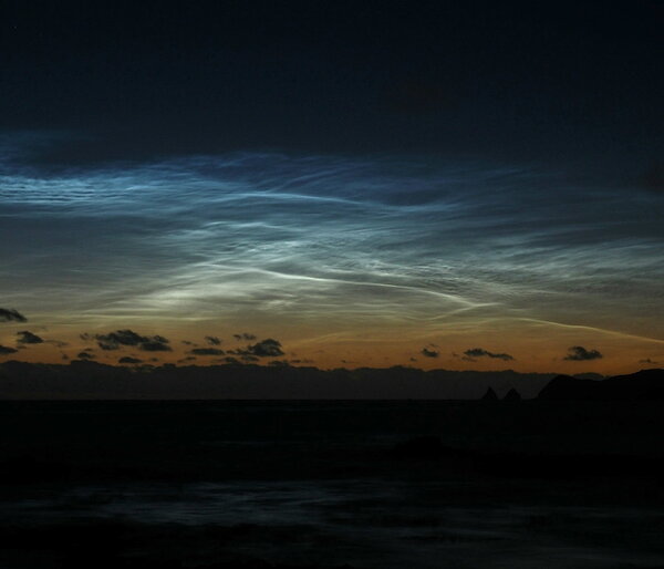 Shimmering blue clouds in orange light and darkness above Macquarie Island earlier this year.