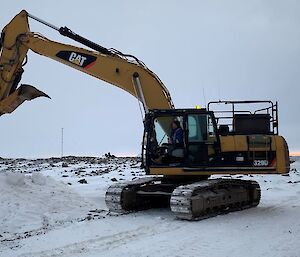 A dozer in a snowy scene