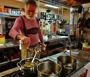 Hermann the Casey chef in the kitchen preparing our Austrian themed extravaganza