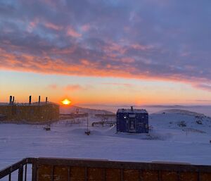 The same sunset as in the previous photo a few minutes later enhanced by blowing snow.