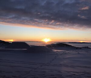Sundogs just as the sun sets at 1:37pm during winter at Casey