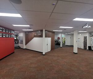The empty lounge area in the Red shed wallow at Casey