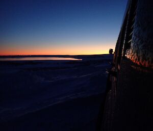 The view to the northwest just after sunset from a Hagg in the middle of winter