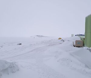 Whiteout snow and cloud