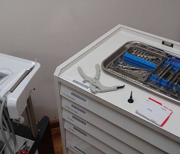 Dentist equipment on trays