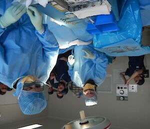 The doctor and assistant in the operating theatre for training