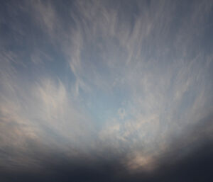 High level cloud scattering the light over Casey station