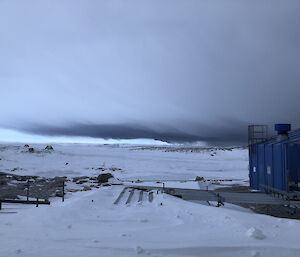 Snow showers in the distance near Casey station