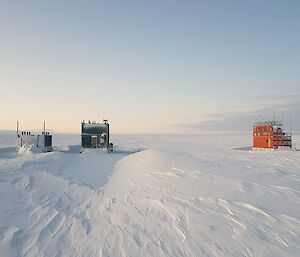 The Wilkins winter camp buildings located away from the runway to avoid snow accumulation