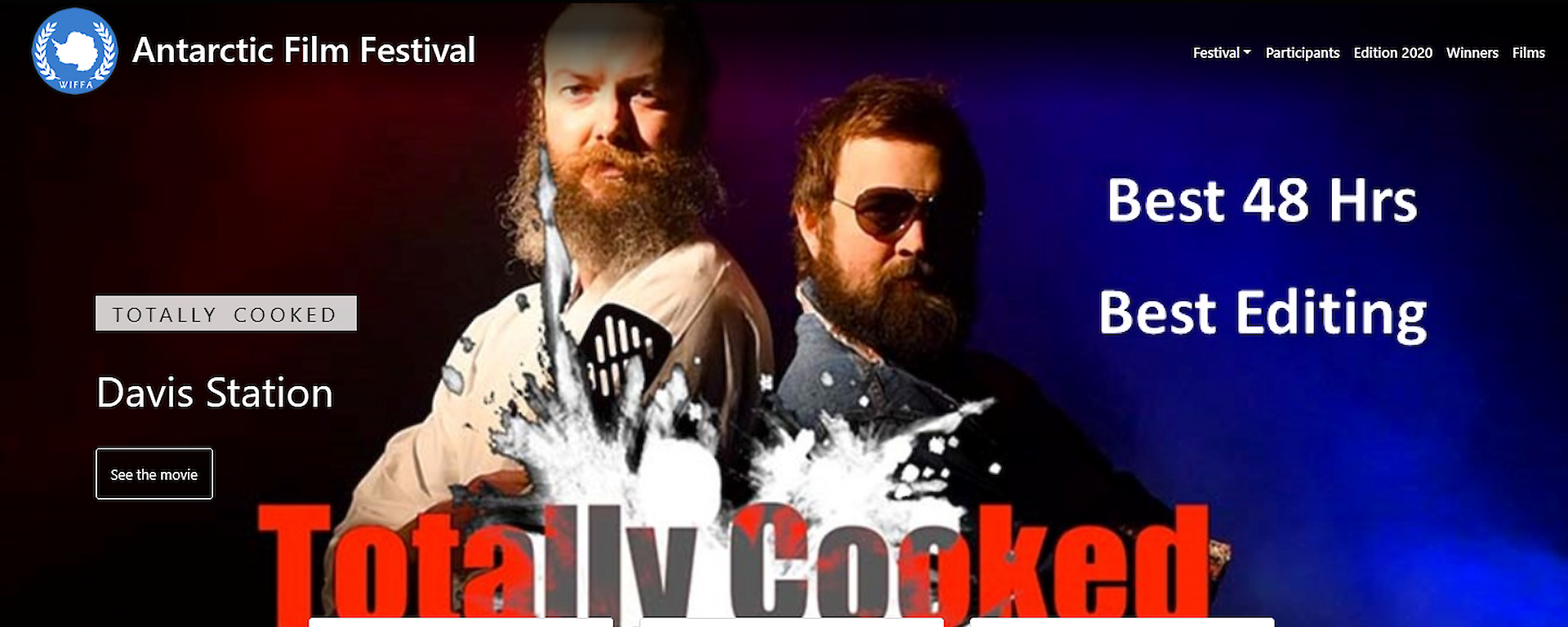 A mock up film poster for Davis' entry "Totally Cooked" featuring two men in costume