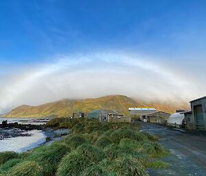 White version of a rainbow over the island