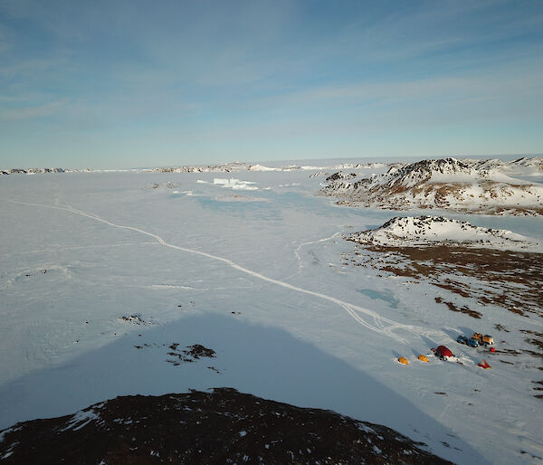 Snow covered rocky landscape