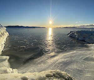 The ocean starting to freeze around the Casey wharf at the start of winter