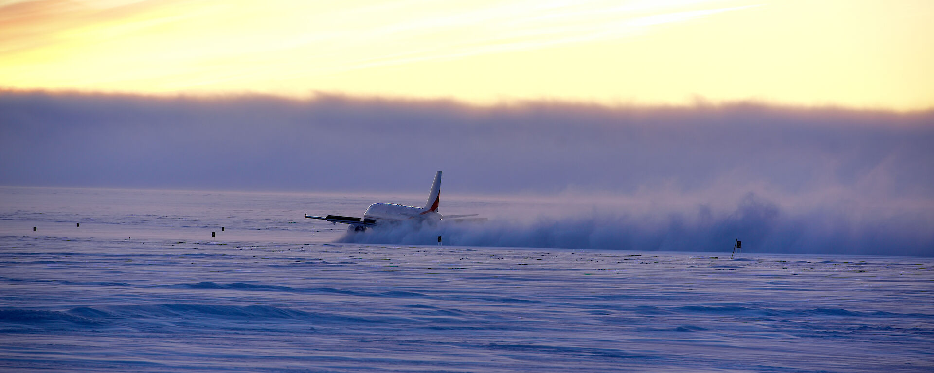 The A319 landing at Wilkins Runway in Antarctica.