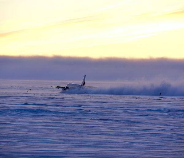 The A319 landing at Wilkins Runway in Antarctica.