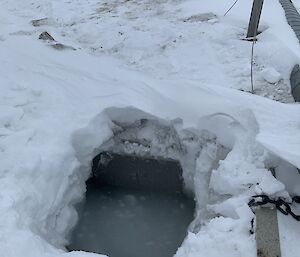 A hole with water in ice