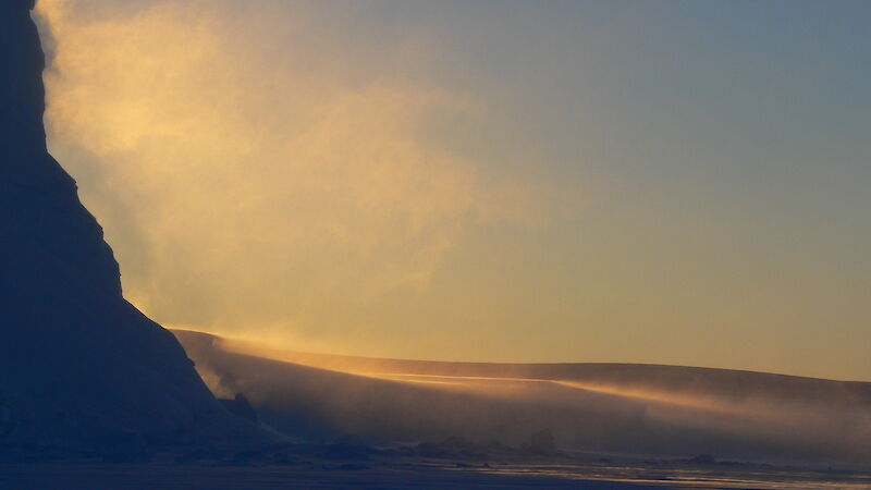 Winds causing snowdrift