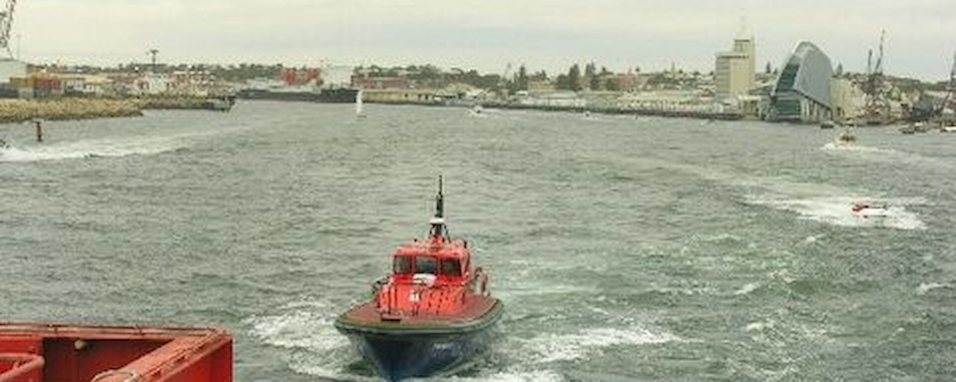 Dropping the pilot as we leave Fremantle