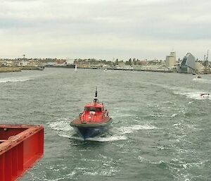 Dropping the pilot as we leave Fremantle