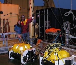 Sarah and Jason with the recovered buoys