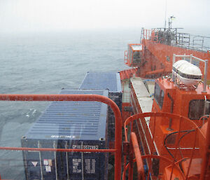 Snow on the ship’s deck