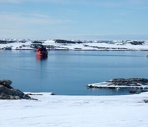 Aurora Australis in Newcomb Bay at Casey station