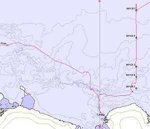 Map showing progress to Bruce Rise since deployment of ocean profilers in week 2
