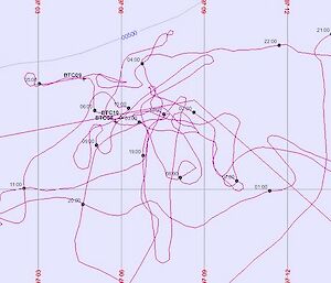 Ship’s track to 3 January