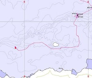 Our track around Drygalski island, 6 January 2010