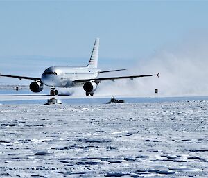 plane lands on ice runway