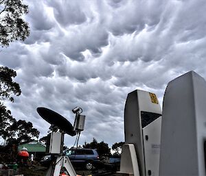 clouds over measuring equipment