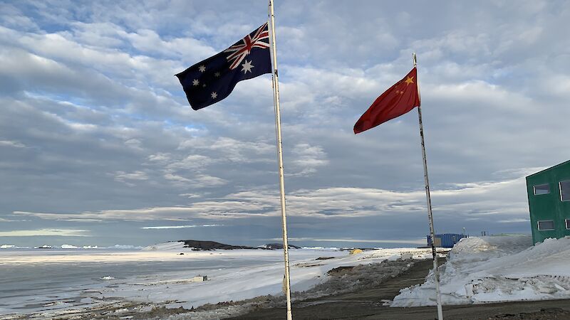 flags at Antarctica