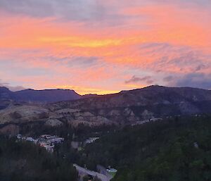 sunset over Queenstown in Tasmania's west