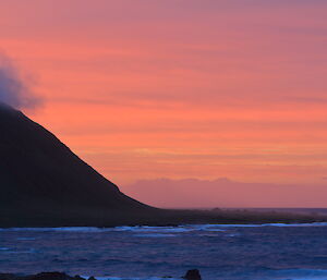 Coloured sky with view of the island