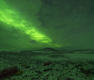 Bright Aurora australis in the night sky