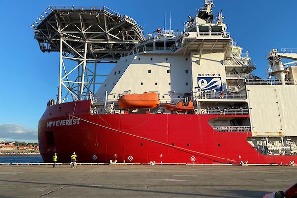 Resupply ship alongside the dock in Fremantle